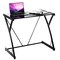 Costway Glass Top Computer Desk Laptop Writing Study Workstation Z-Shaped Metal Frame
